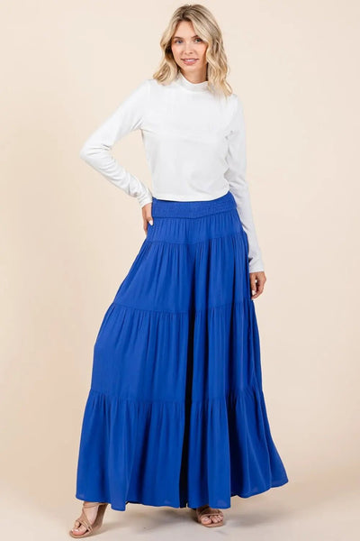 Mittoshop Tier Detail Smocked Elastic Waist Wide Leg Pants 2668south