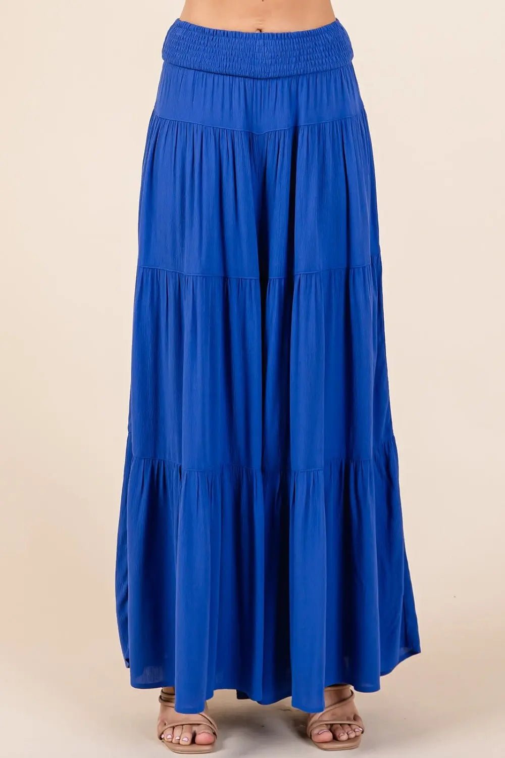 Mittoshop Tier Detail Smocked Elastic Waist Wide Leg Pants 2668south