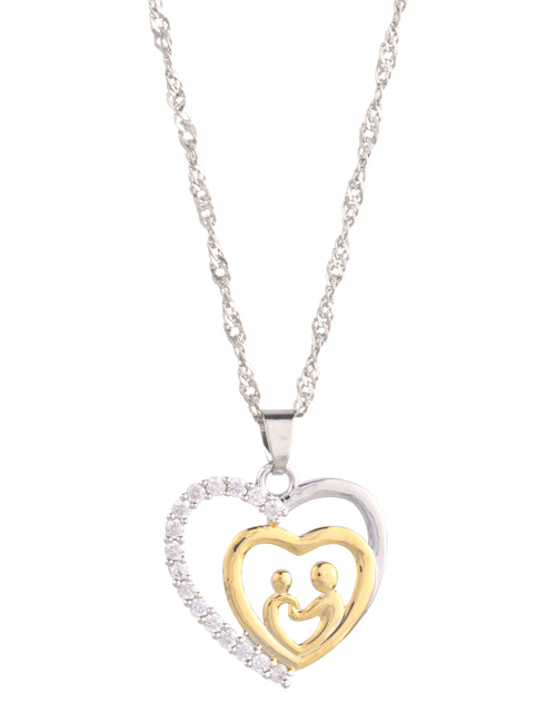 Load image into Gallery viewer, Mother and Child Pave Heart Pendant Necklace 2668south
