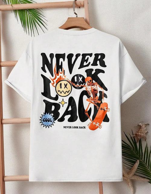 Load image into Gallery viewer, Never Look Back Creative Smile Skull Printing Cartoons Street Print Tshirt Man Loose Tee Clothes Cotton Crewneck Tops T-Shirt 2668south
