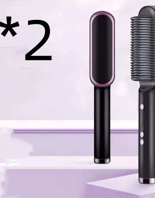 Load image into Gallery viewer, New 2 In 1 Hair Straightener Hot Comb Negative Ion Curling Tong Dual-purpose Electric Hair Brush 2668south
