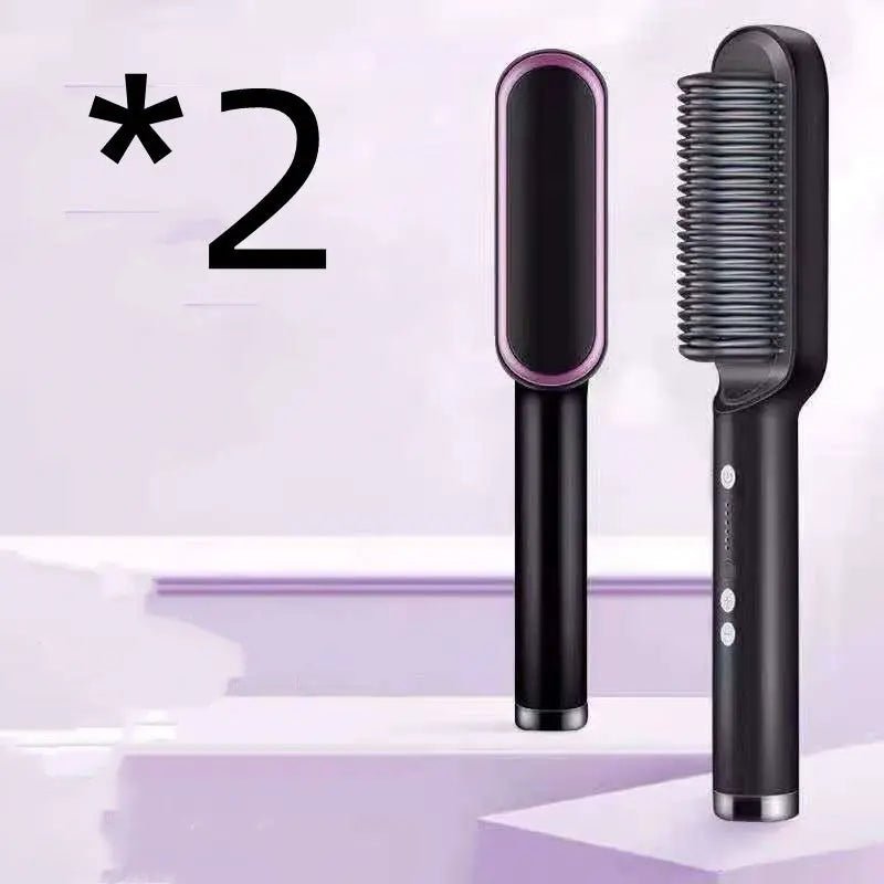 New 2 In 1 Hair Straightener Hot Comb Negative Ion Curling Tong Dual-purpose Electric Hair Brush 2668south