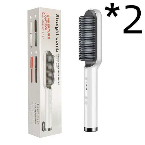 Load image into Gallery viewer, New 2 In 1 Hair Straightener Hot Comb Negative Ion Curling Tong Dual-purpose Electric Hair Brush 2668south
