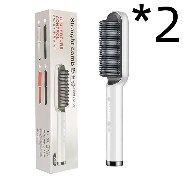 New 2 In 1 Hair Straightener Hot Comb Negative Ion Curling Tong Dual-purpose Electric Hair Brush 2668south