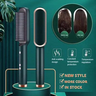 New 2 In 1 Hair Straightener Hot Comb Negative Ion Curling Tong Dual-purpose Electric Hair Brush 2668south