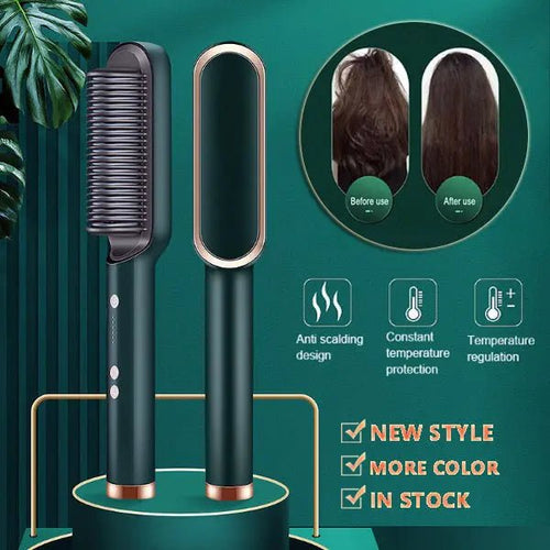 Load image into Gallery viewer, New 2 In 1 Hair Straightener Hot Comb Negative Ion Curling Tong Dual-purpose Electric Hair Brush 2668south
