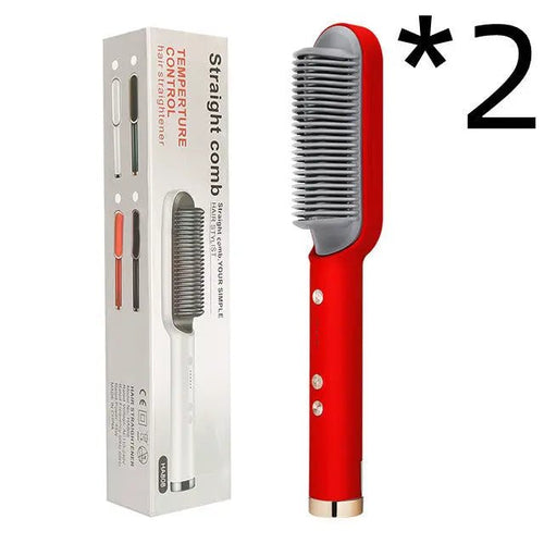 Load image into Gallery viewer, New 2 In 1 Hair Straightener Hot Comb Negative Ion Curling Tong Dual-purpose Electric Hair Brush 2668south
