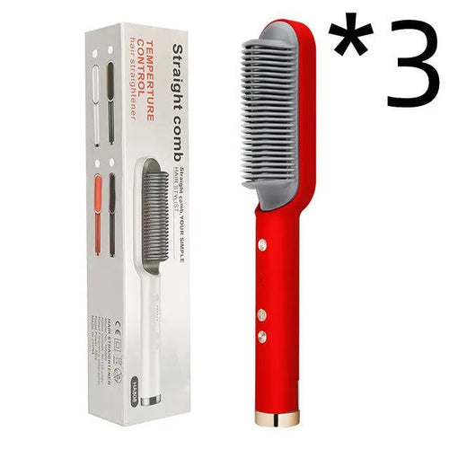 Load image into Gallery viewer, New 2 In 1 Hair Straightener Hot Comb Negative Ion Curling Tong Dual-purpose Electric Hair Brush 2668south
