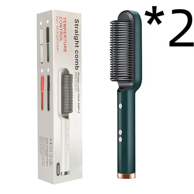 New 2 In 1 Hair Straightener Hot Comb Negative Ion Curling Tong Dual-purpose Electric Hair Brush 2668south