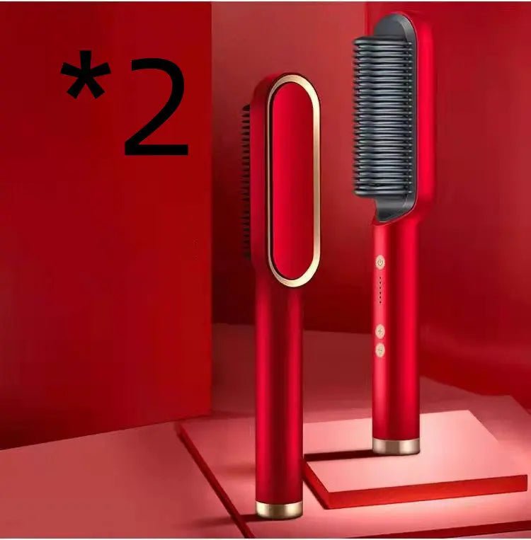 New 2 In 1 Hair Straightener Hot Comb Negative Ion Curling Tong Dual-purpose Electric Hair Brush 2668south