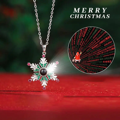 New Christmas Snowflake Necklace With Projection Design For Couples Christmas Gift Women's Clavicle Chain Jewelry 2668south