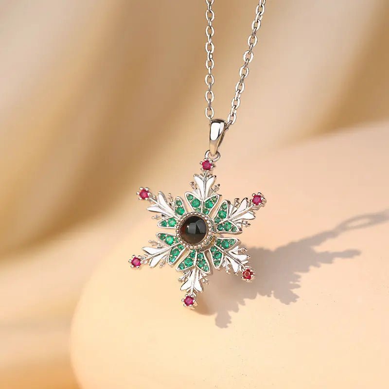 New Christmas Snowflake Necklace With Projection Design For Couples Christmas Gift Women's Clavicle Chain Jewelry 2668south