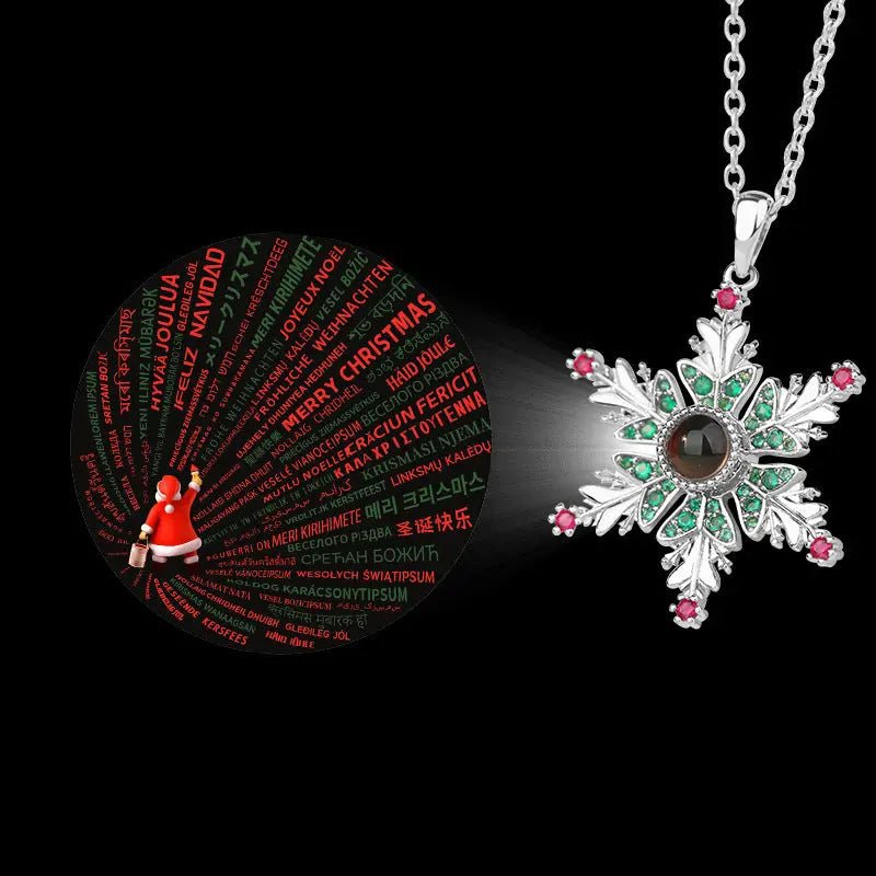 New Christmas Snowflake Necklace With Projection Design For Couples Christmas Gift Women's Clavicle Chain Jewelry 2668south