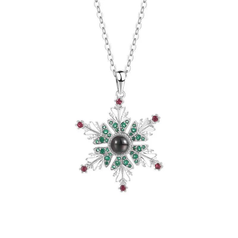 New Christmas Snowflake Necklace With Projection Design For Couples Christmas Gift Women's Clavicle Chain Jewelry 2668south