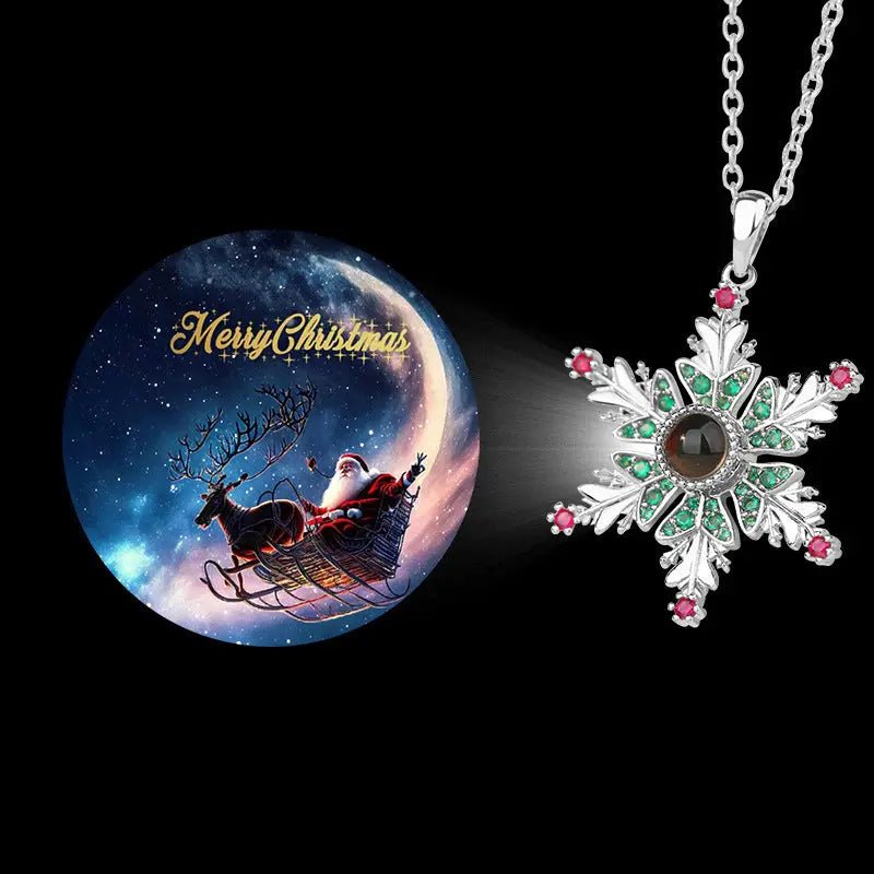 New Christmas Snowflake Necklace With Projection Design For Couples Christmas Gift Women's Clavicle Chain Jewelry 2668south