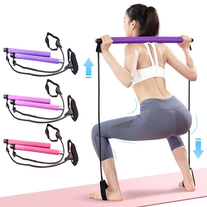 New Fitness Yoga Pilates Bar Stick Crossfit Resistance Bands Trainer Yoga Pull Rods Pull Rope Portable Home Gym Body Workout 2668south