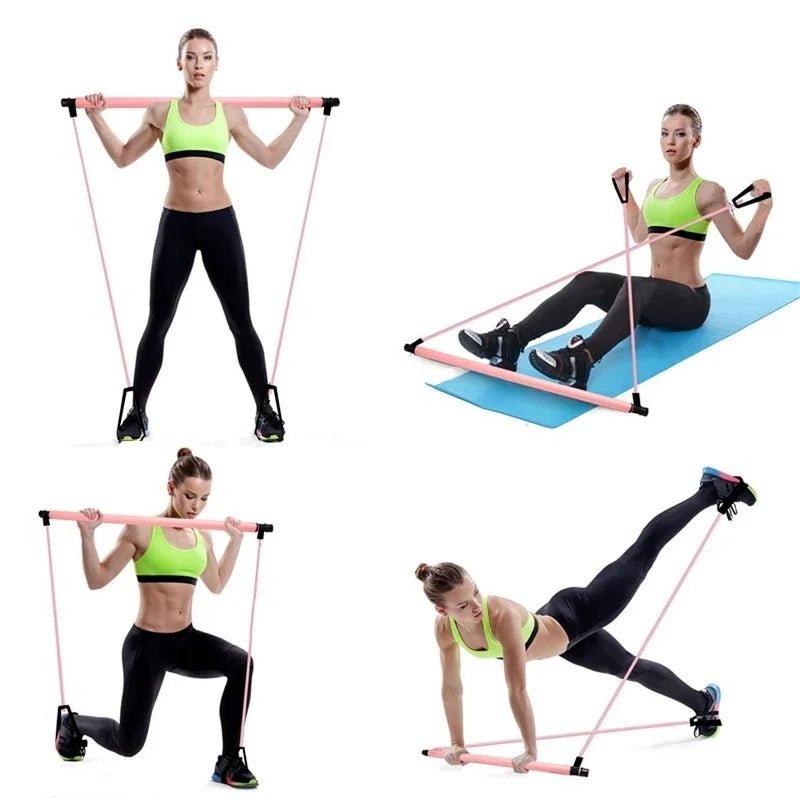 New Fitness Yoga Pilates Bar Stick Crossfit Resistance Bands Trainer Yoga Pull Rods Pull Rope Portable Home Gym Body Workout 2668south