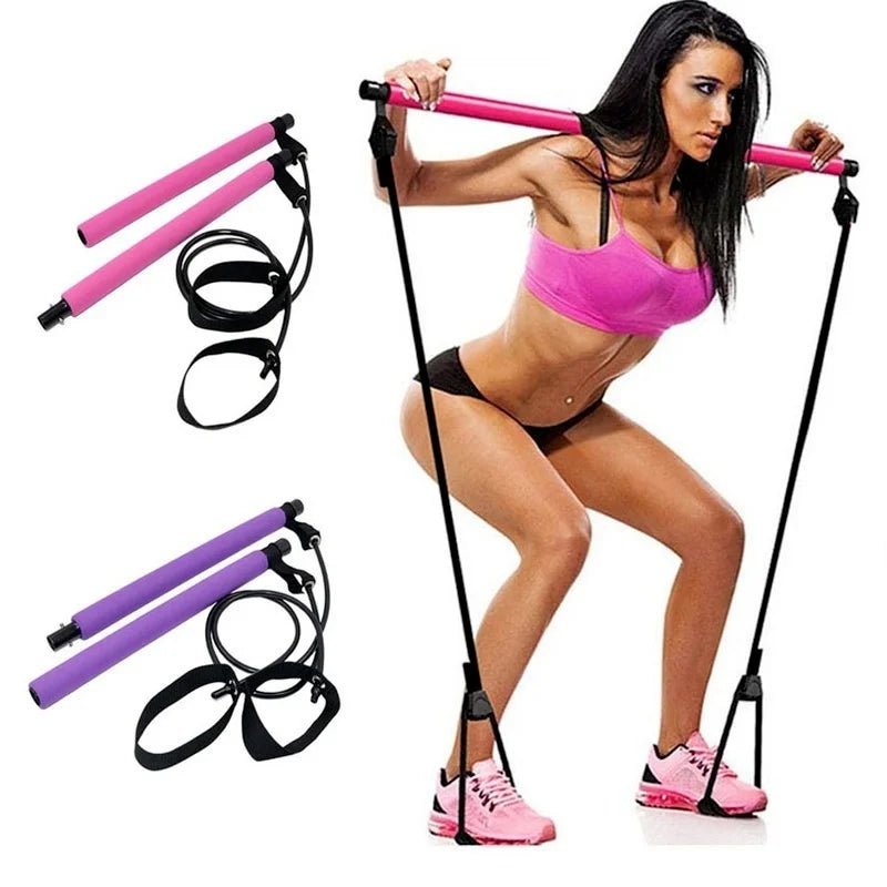 New Fitness Yoga Pilates Bar Stick Crossfit Resistance Bands Trainer Yoga Pull Rods Pull Rope Portable Home Gym Body Workout 2668south