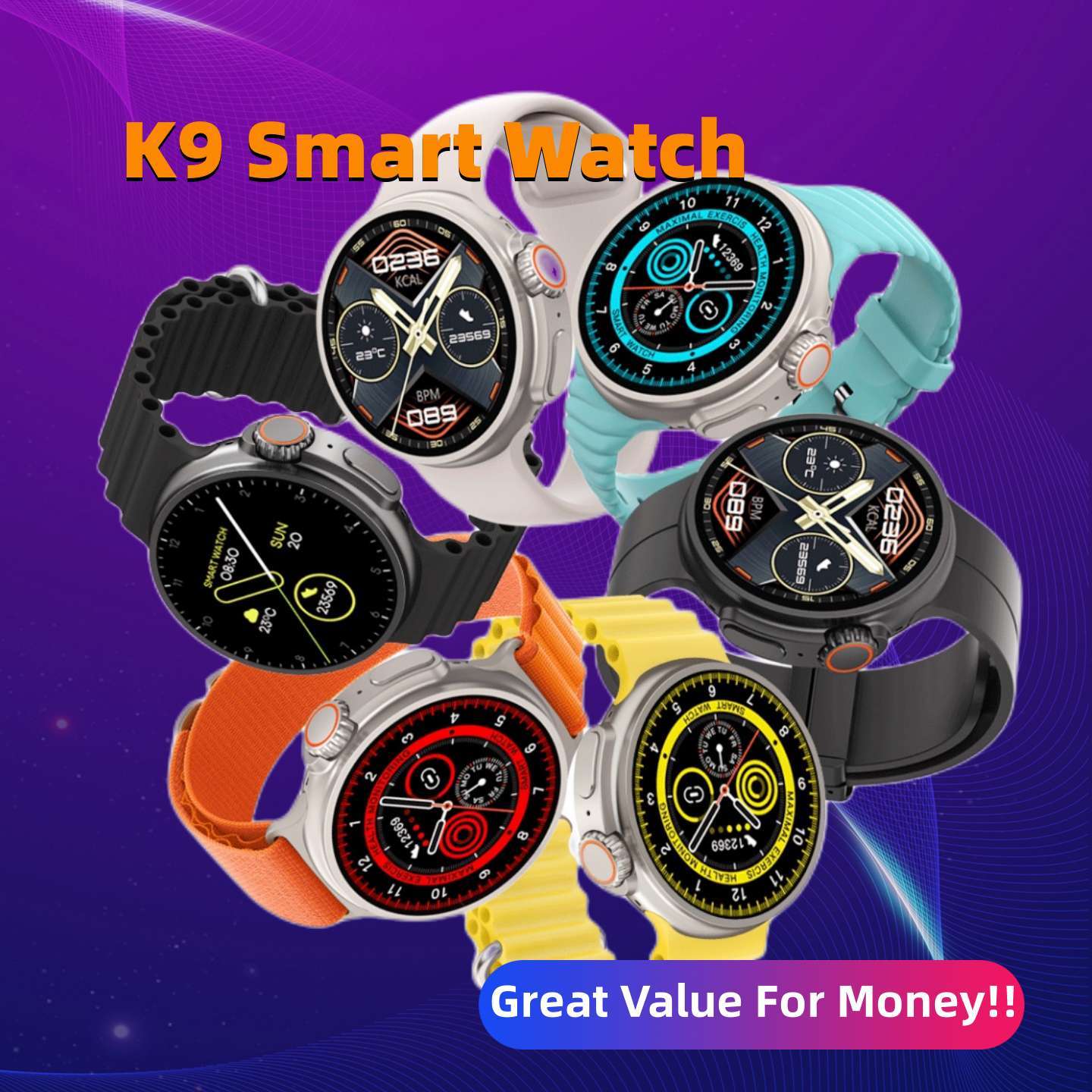 New K9 Smart Watch 1.39 Round Screen Encoder True Screw Clip Wireless Charging NFC Offline And Payment Function 2668south