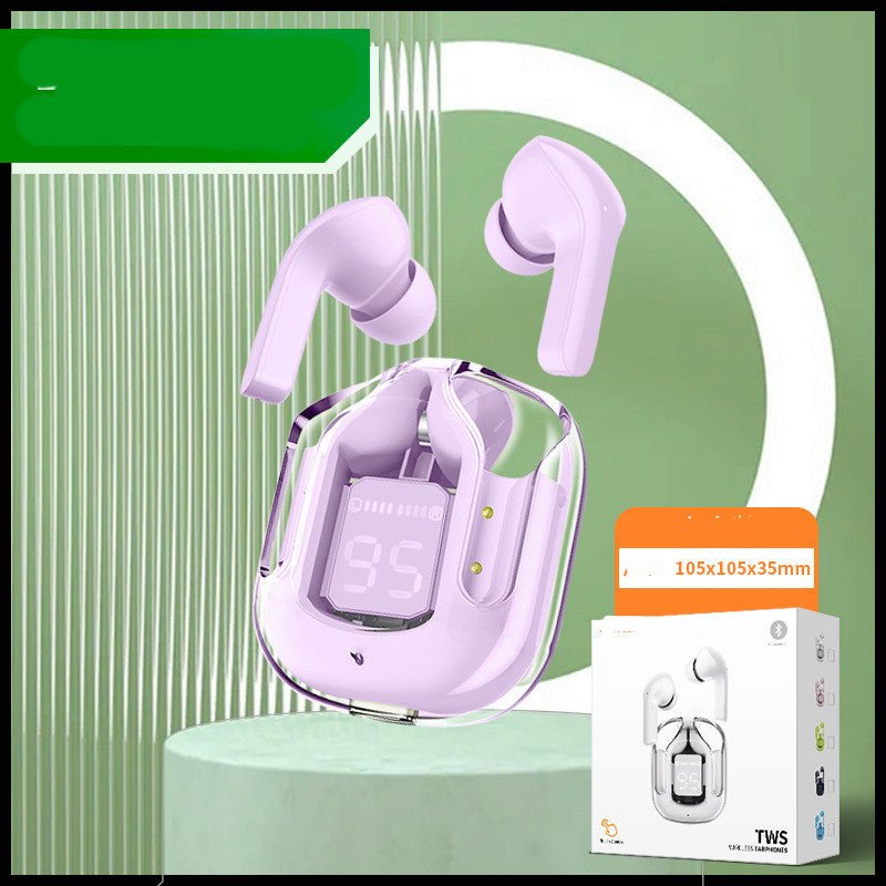 New Mini Transparent Wireless Bluetooth Headset Digital Display ENC Noise Reduction True Wireless Sports Music 2668south