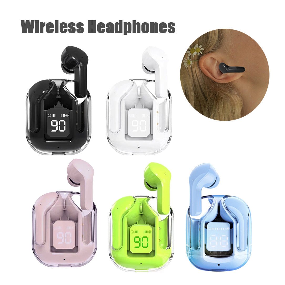 New Mini Transparent Wireless Bluetooth Headset Digital Display ENC Noise Reduction True Wireless Sports Music 2668south