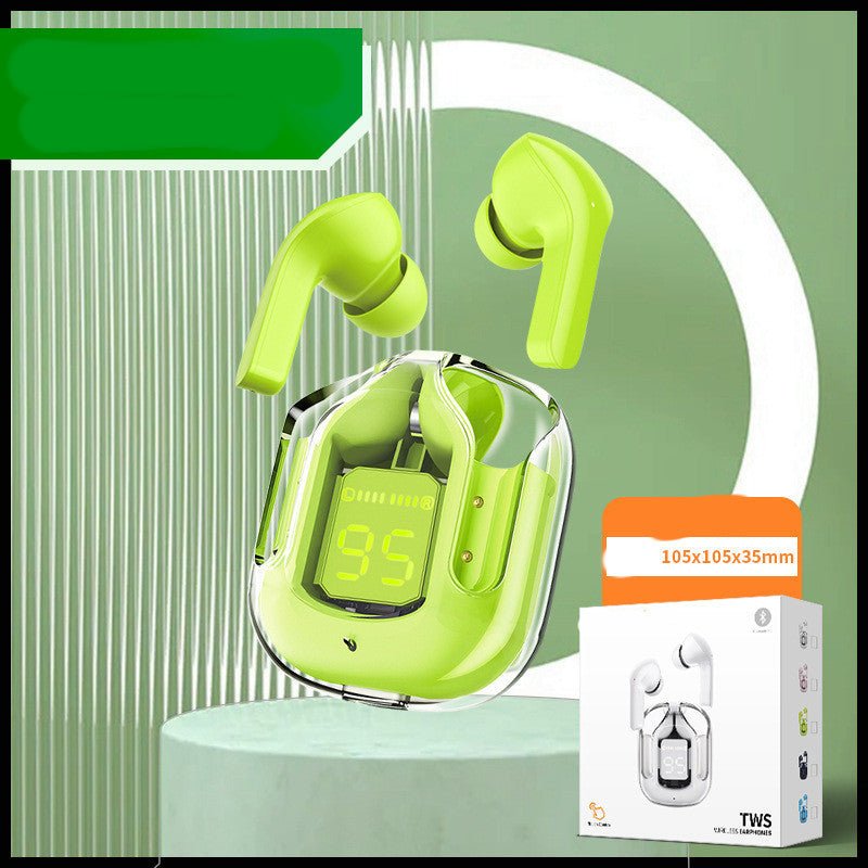 New Mini Transparent Wireless Bluetooth Headset Digital Display ENC Noise Reduction True Wireless Sports Music 2668south