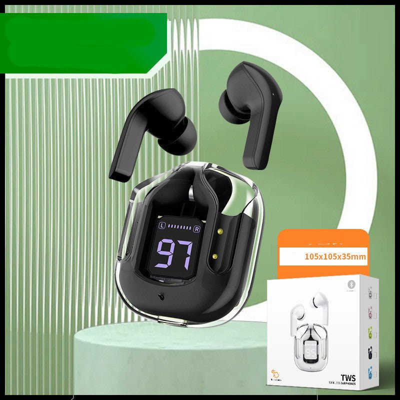 New Mini Transparent Wireless Bluetooth Headset Digital Display ENC Noise Reduction True Wireless Sports Music 2668south