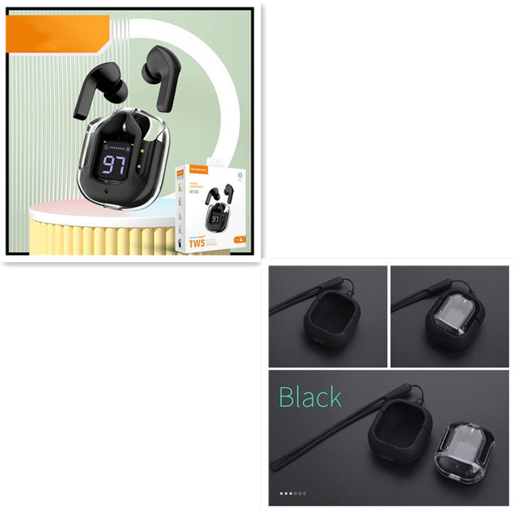 New Mini Transparent Wireless Bluetooth Headset Digital Display ENC Noise Reduction True Wireless Sports Music 2668south