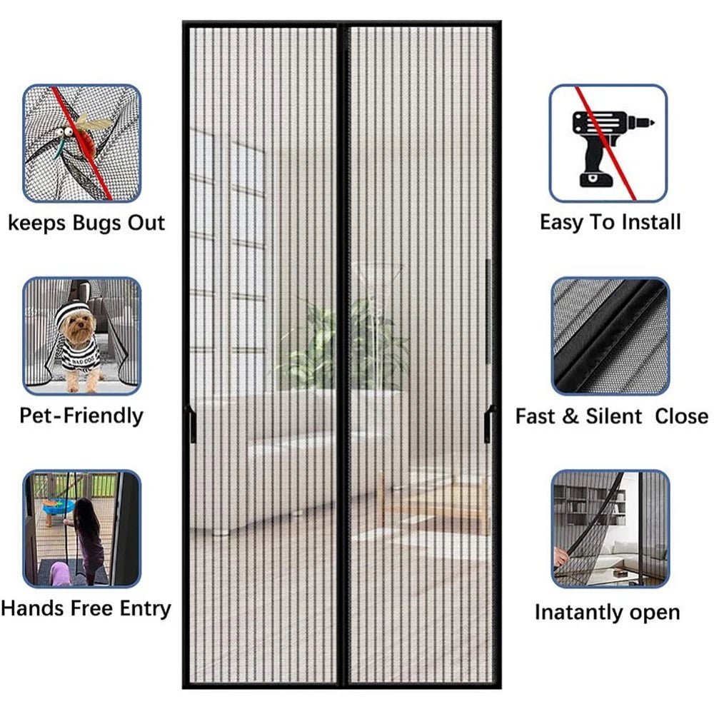 New No Punching Magnetic Screen Door Curtain anti Mosquito Insect Fly Bug Automatic Closing Household Ventilation Door Curtain 2668south