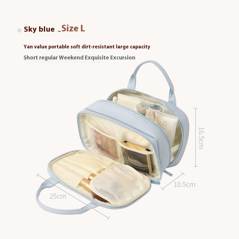 New Portable Cosmetic Bag With Handle Large Capacity Waterproof Make-up Toiletries Handbag Multifunctional Storage Travel Bag For Women 2668south