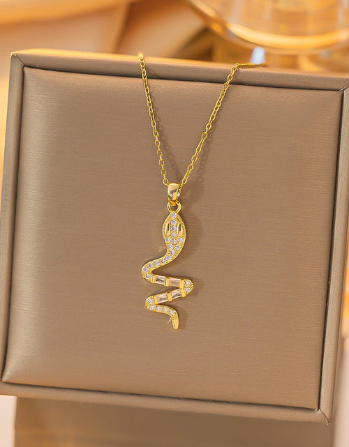 Load image into Gallery viewer, New Snake Necklace With Rhinestone Design Fashion Personality Creative Clavicle Chain Fall Winter Sweater Chain Women&#39;s Jewelry 2668south
