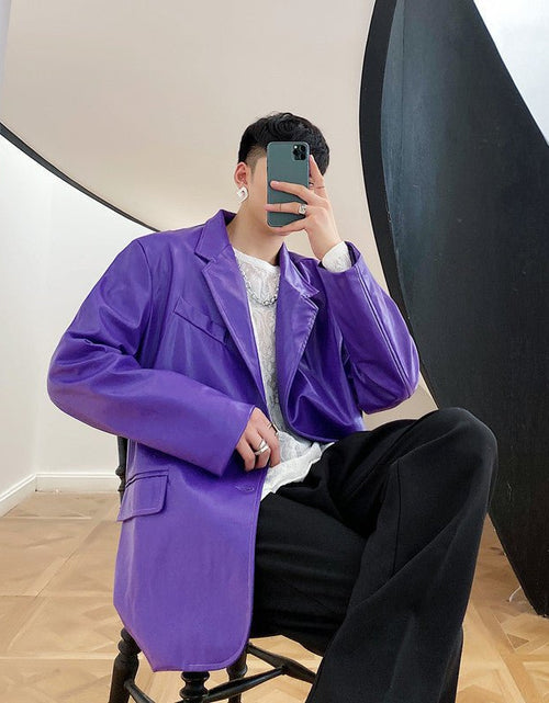 Load image into Gallery viewer, Niche Design Korean Style Personalized Purple Male Coat 2668south
