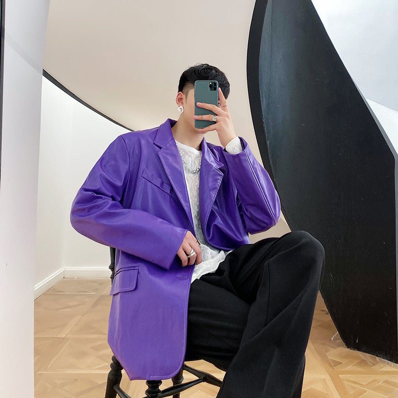 Niche Design Korean Style Personalized Purple Male Coat 2668south