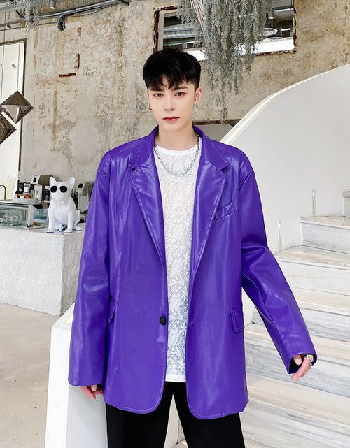 Load image into Gallery viewer, Niche Design Korean Style Personalized Purple Male Coat 2668south
