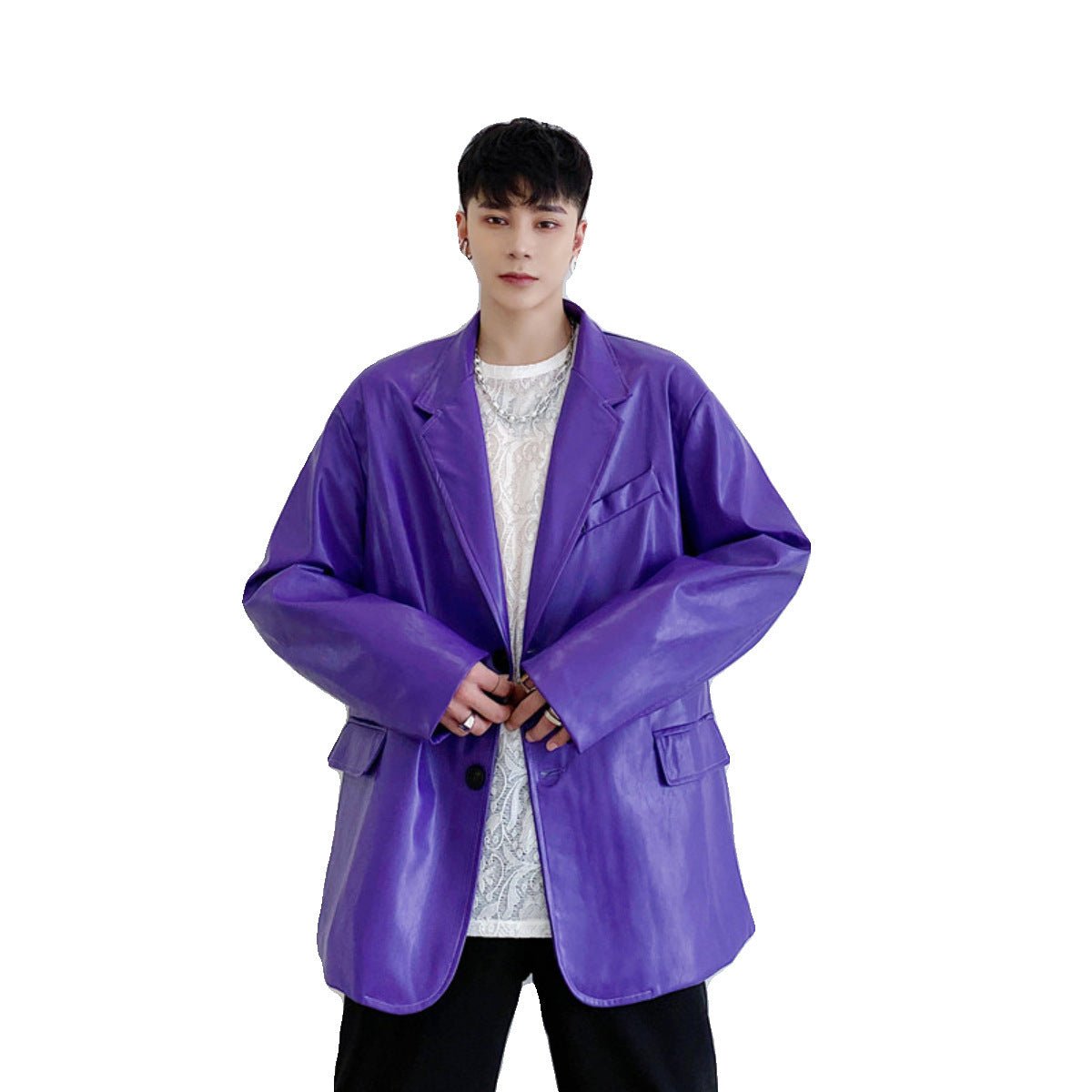 Niche Design Korean Style Personalized Purple Male Coat 2668south