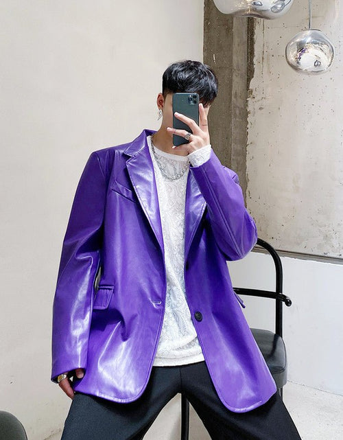 Load image into Gallery viewer, Niche Design Korean Style Personalized Purple Male Coat 2668south
