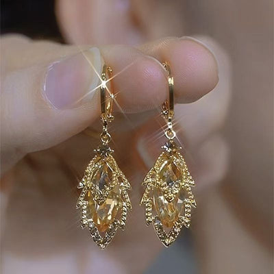 Niche Gold Zircon Leaf Stud Earrings For Women 2668south