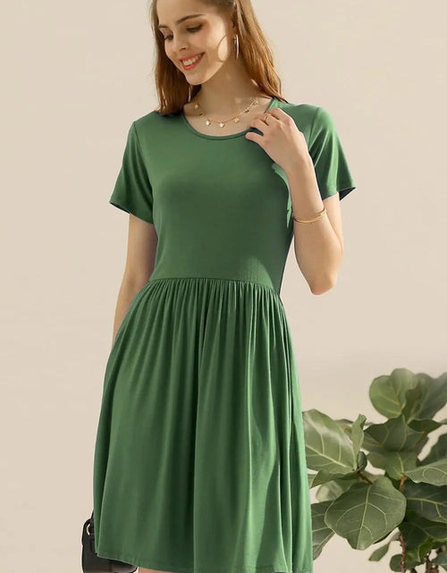 Load image into Gallery viewer, Ninexis Full Size Round Neck Ruched Dress with Pockets 2668south
