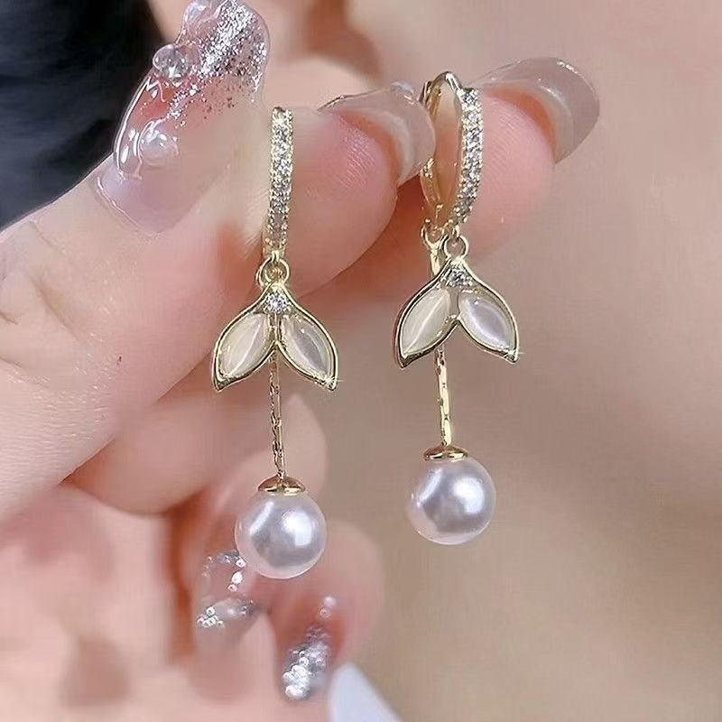 Opal Fishtail Pearl Tassel Earrings Women 2668south