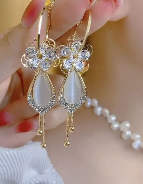 Load image into Gallery viewer, Opal Fishtail Pearl Tassel Earrings Women 2668south
