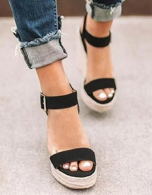 تحميل الصورة إلى عارض المعرض، Open Toe High Heel Wedge Sandals 2668south
