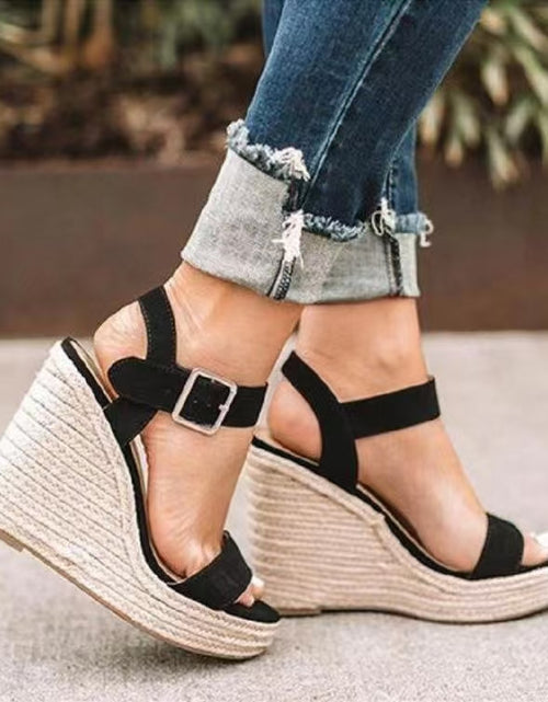 تحميل الصورة إلى عارض المعرض، Open Toe High Heel Wedge Sandals 2668south
