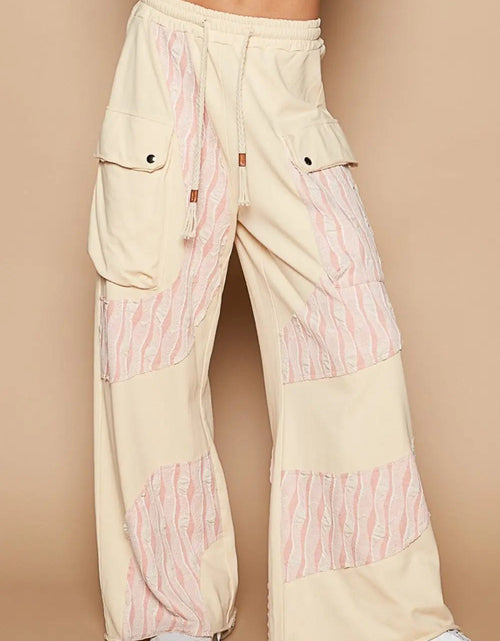 Load image into Gallery viewer, POL Crochet Contrast Drawstring Wide Leg Pants 2668south
