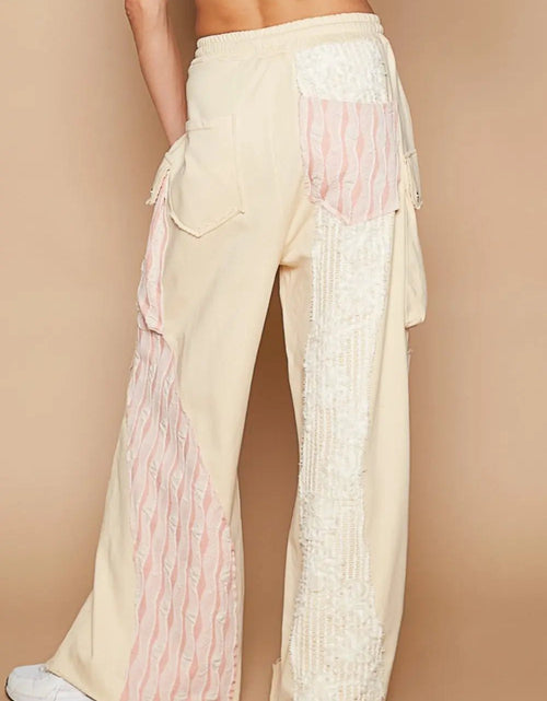 Load image into Gallery viewer, POL Crochet Contrast Drawstring Wide Leg Pants 2668south
