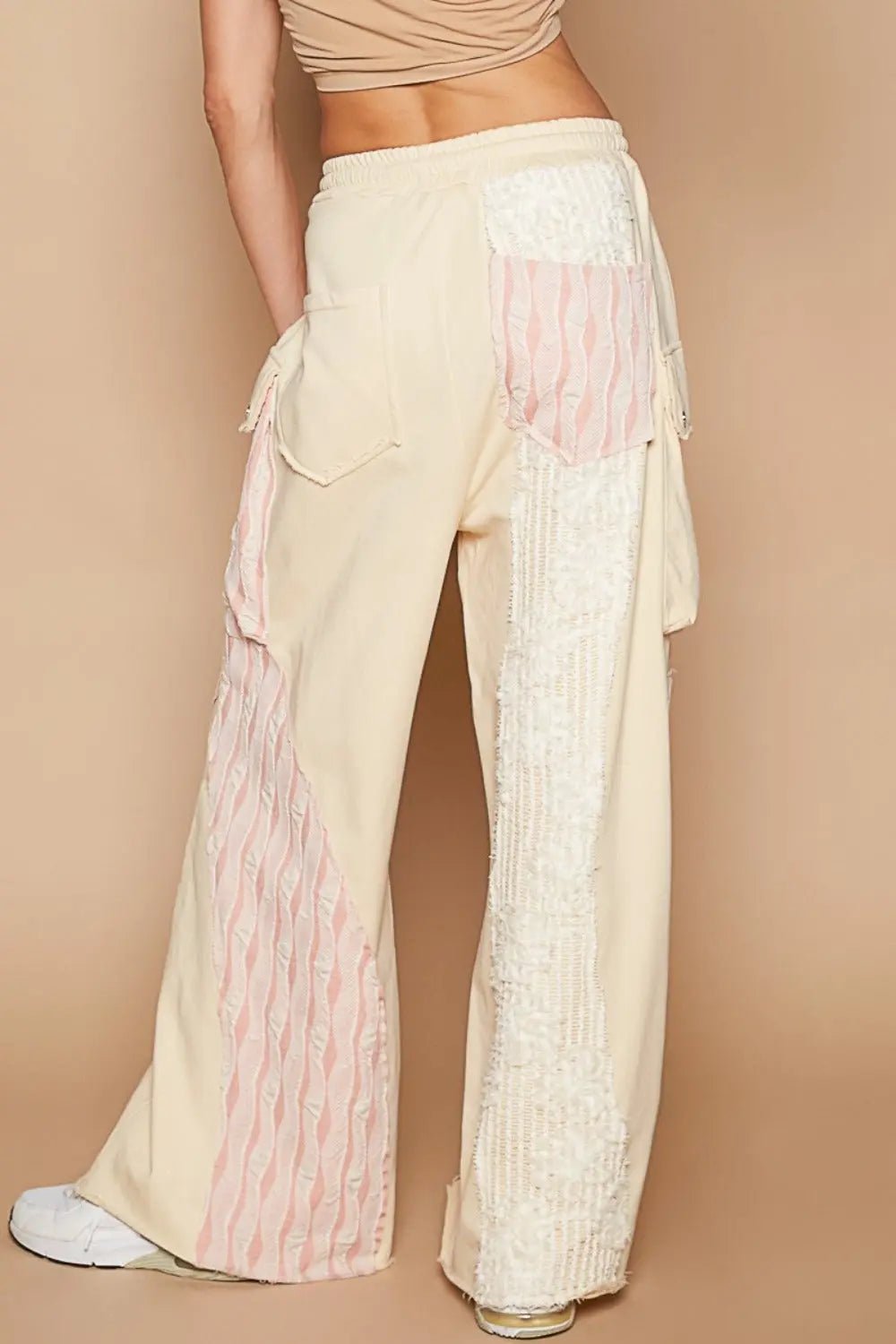 POL Crochet Contrast Drawstring Wide Leg Pants 2668south