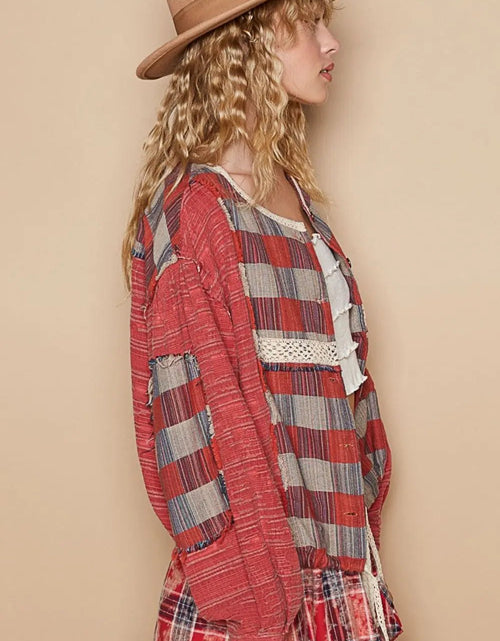 Load image into Gallery viewer, POL Round Neck Long Sleeve Plaid Shirt 2668south
