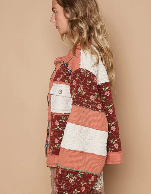 Load image into Gallery viewer, POL Washed Jacquard Color Block Jacket 2668south
