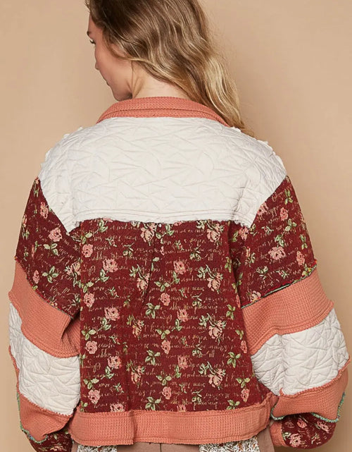 Load image into Gallery viewer, POL Washed Jacquard Color Block Jacket 2668south
