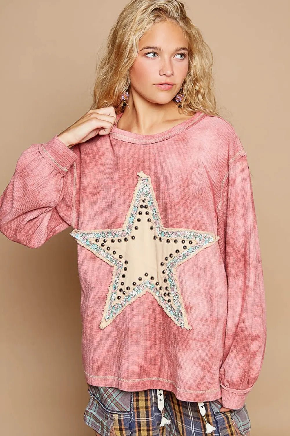 POL Washed Star Patch With Studded Top 2668south