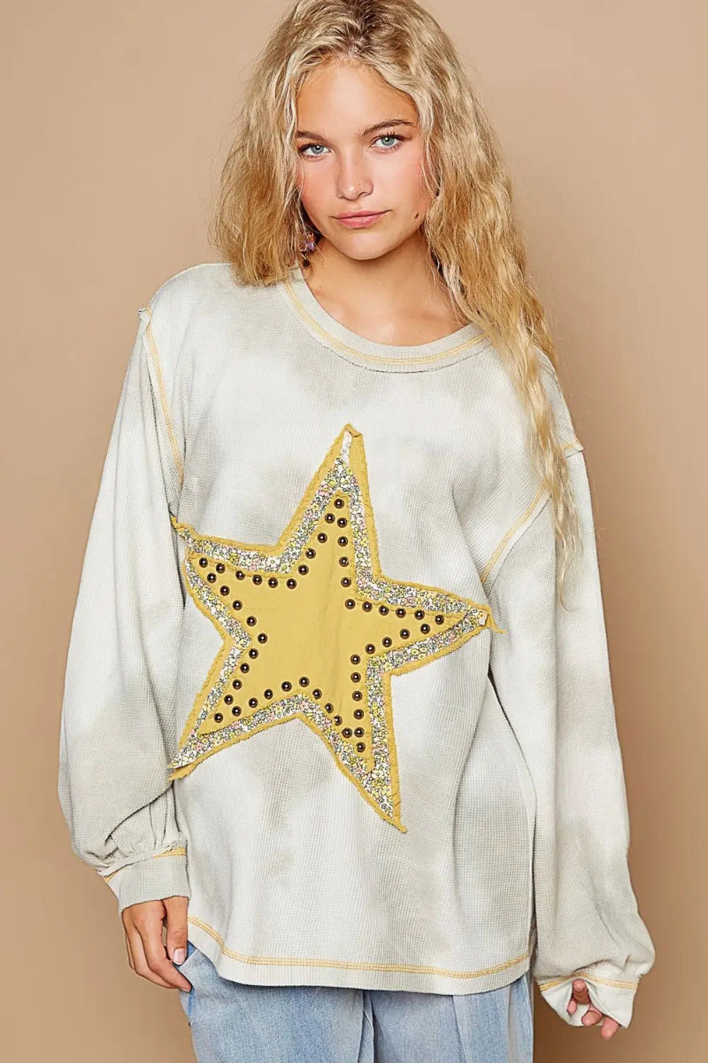 POL Washed Star Patch With Studded Top 2668south